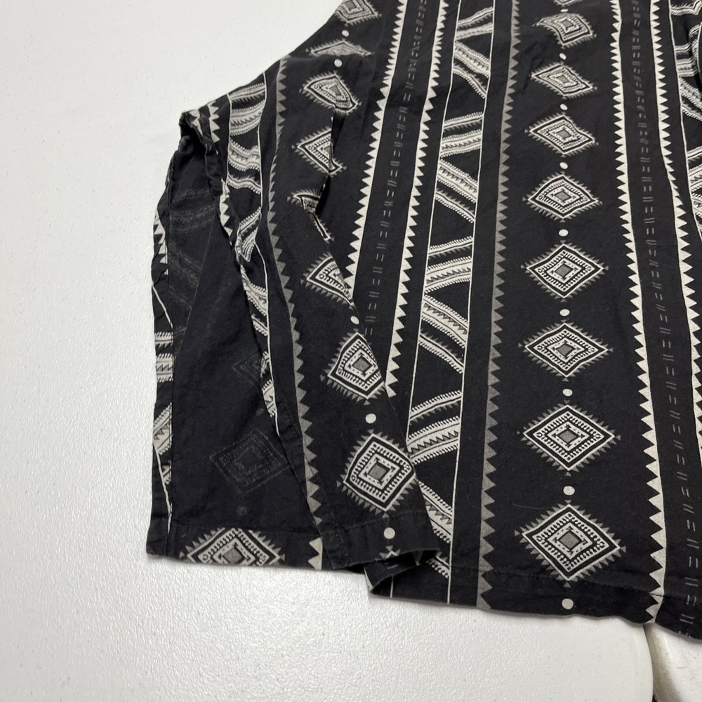 Harem Pants Black Aztec Print Wide Split Let Cropped Boho Hippie Festival Indie - Picture 2 of 14